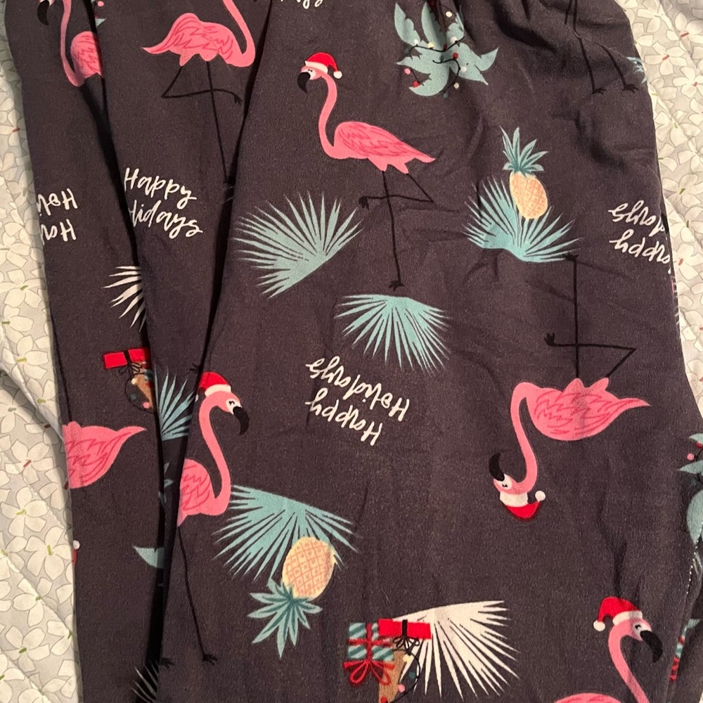 Flamingo Christmas Leggings S/M - Picture 2 of 5